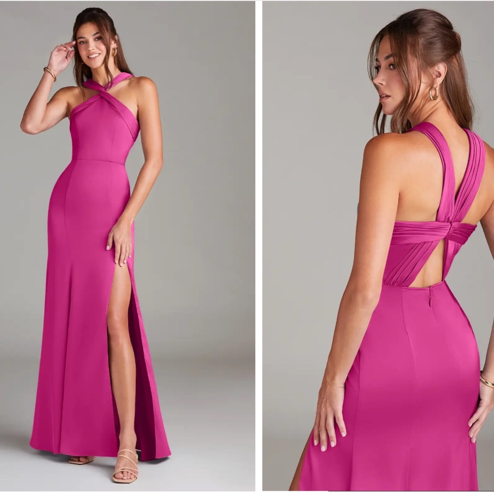 Azazie fuchsia satin dress